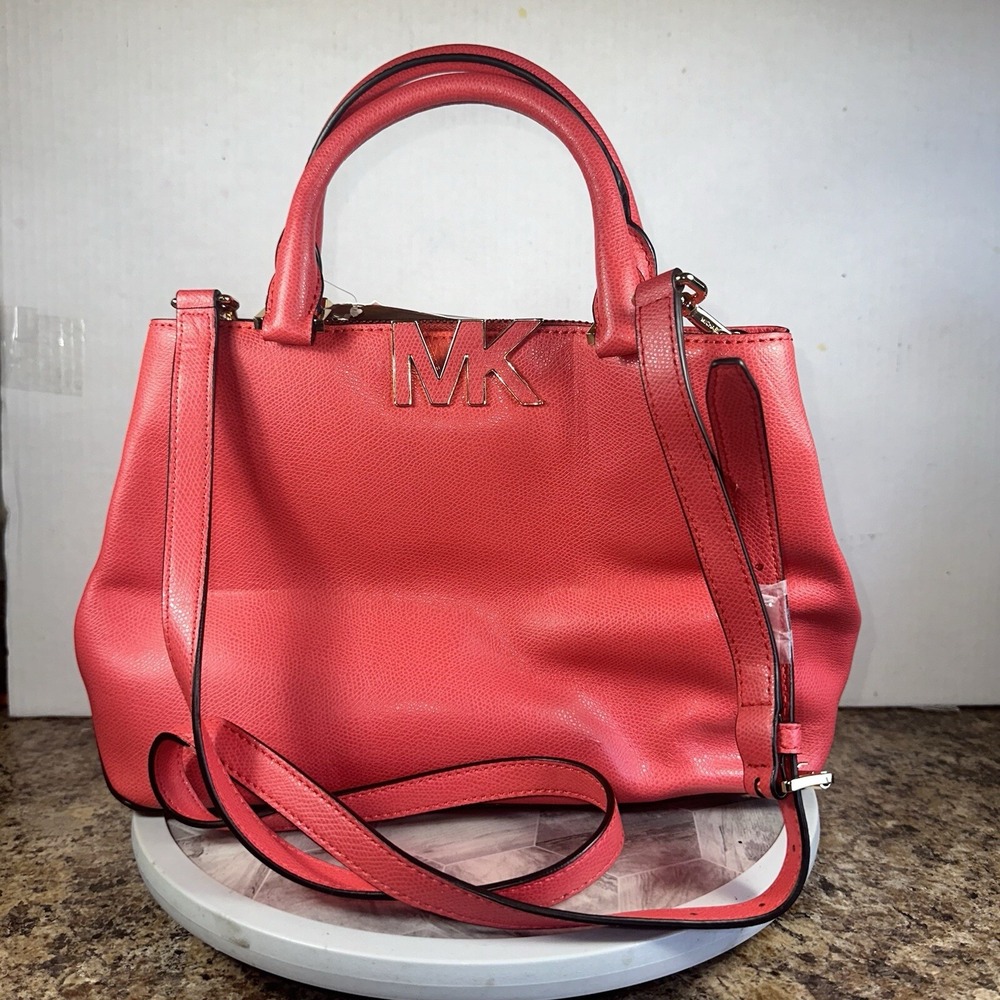 NWT MICHAEL KORS FLORENCE MEDIUM SATCHEL LEATHER IN  WATERMELON $329 MSRP